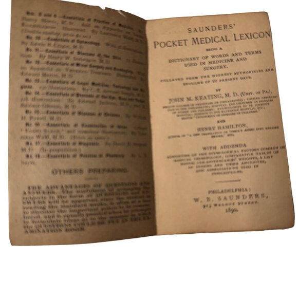 Saunders' Pocket Medical Lexicon John M. Keating M.D. 1890 W.B. Saunders Leather - Picture 3 of 16